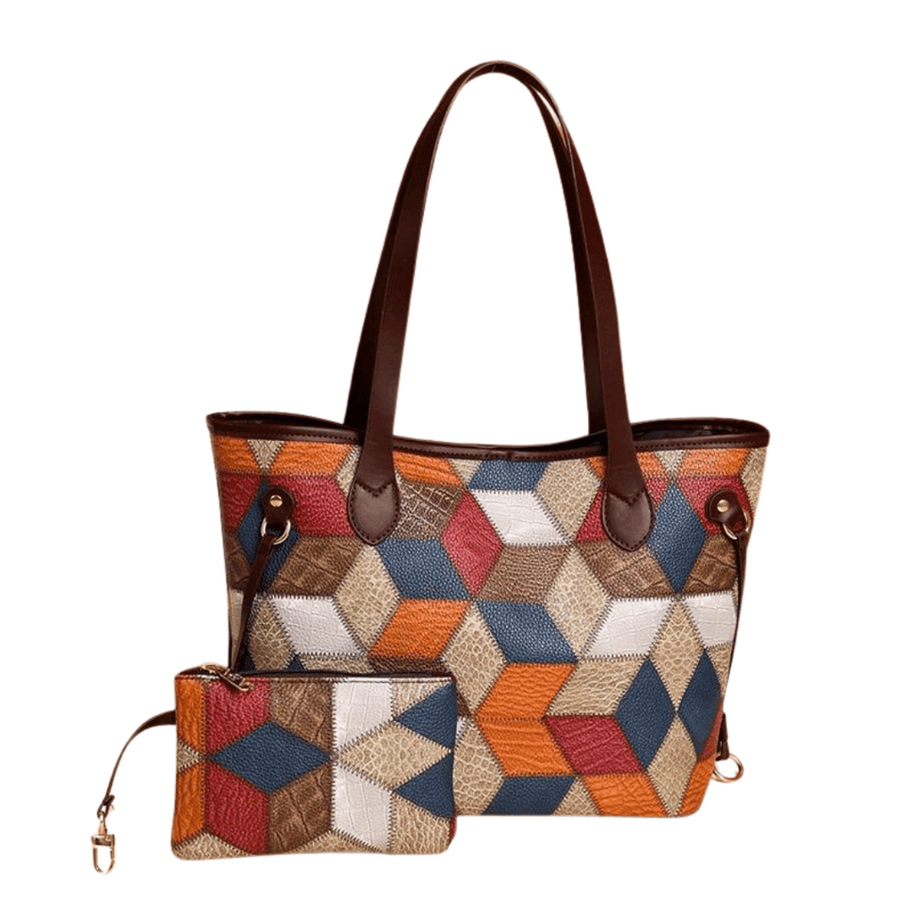 Bolsa Mara em couro com estampa geométrica e mini carteira grátis