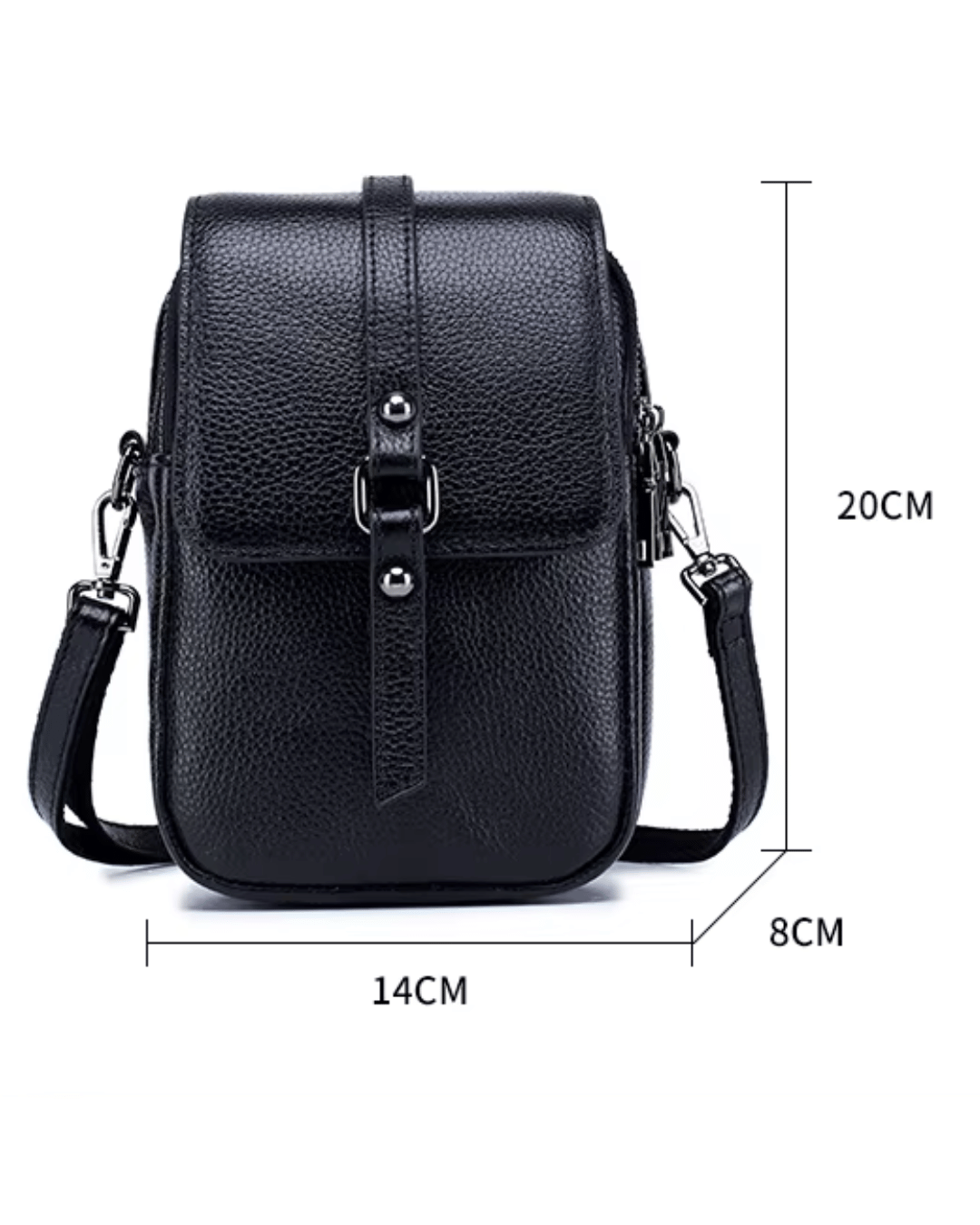 Bolsa Bia compacta transversal em couro