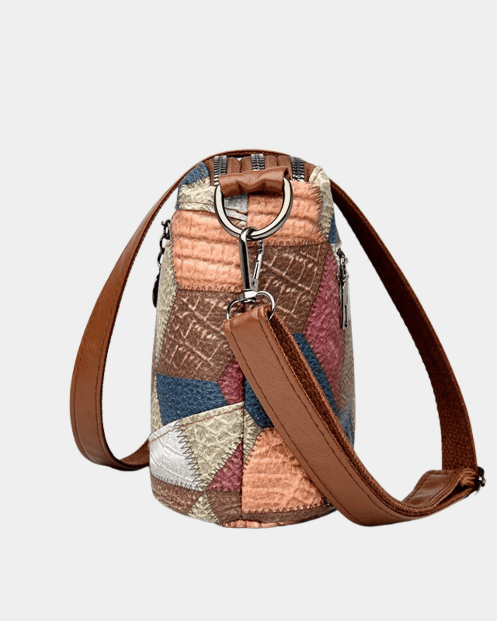 Bolsa Viviane em couro com estampa geométric