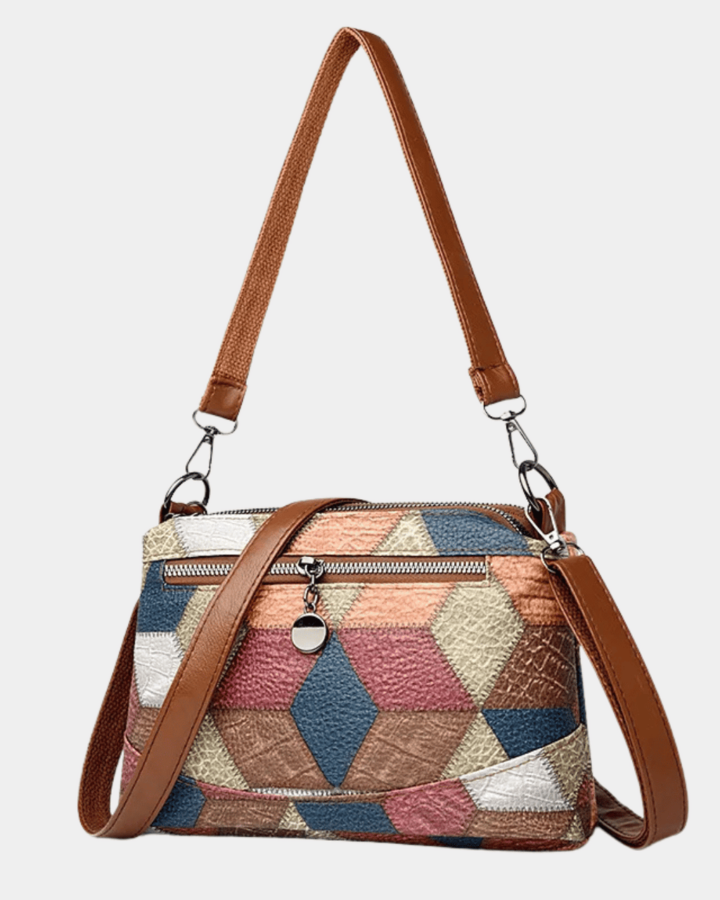 Bolsa Viviane em couro com estampa geométric
