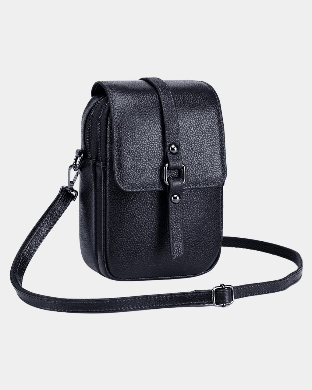 Bolsa Bia compacta transversal em couro