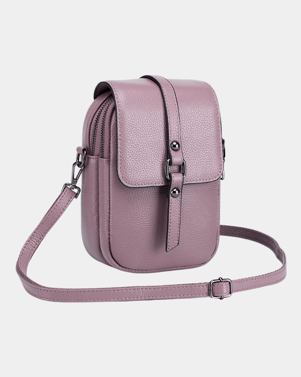 Bolsa Bia compacta transversal em couro