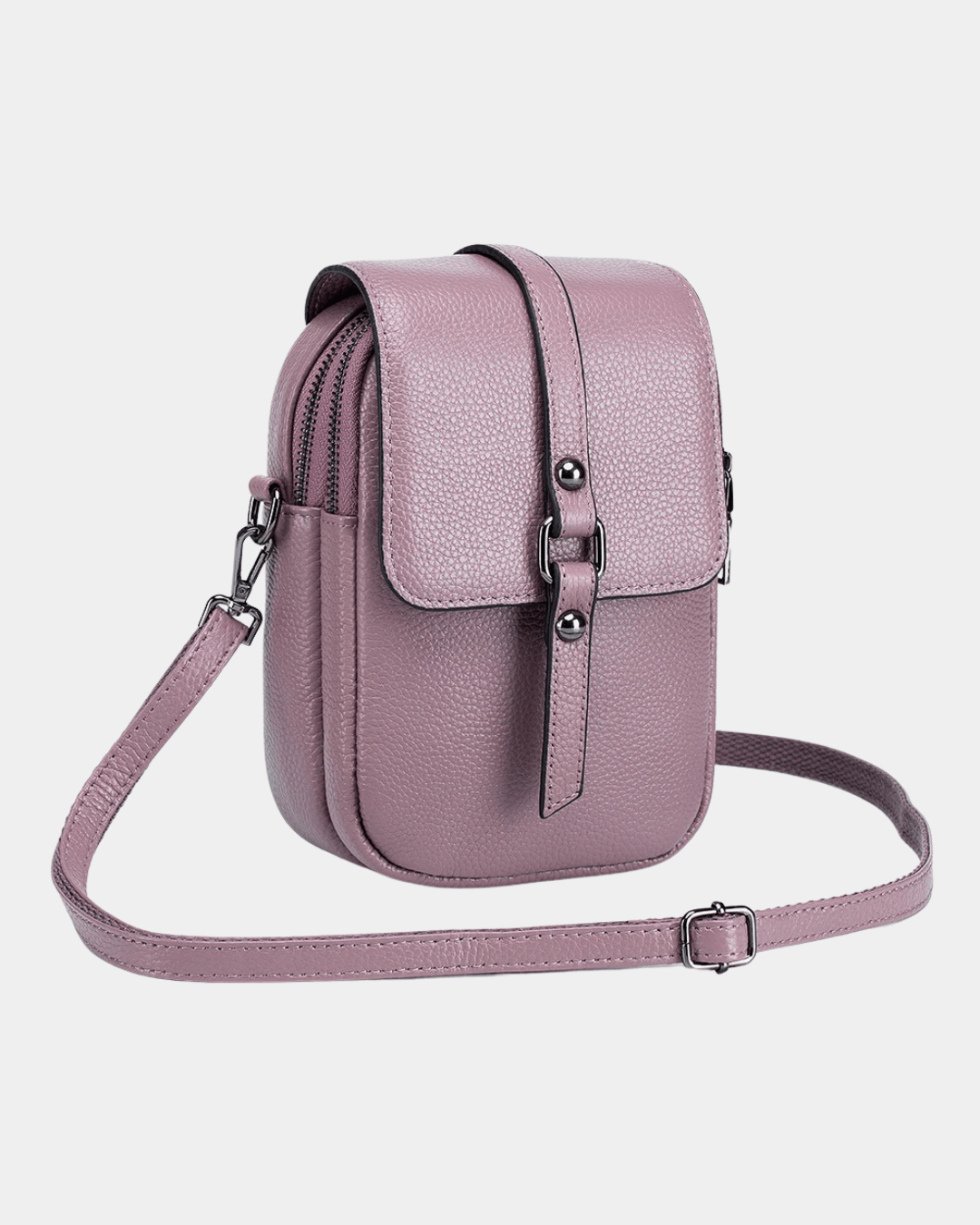Bolsa Bia compacta transversal em couro