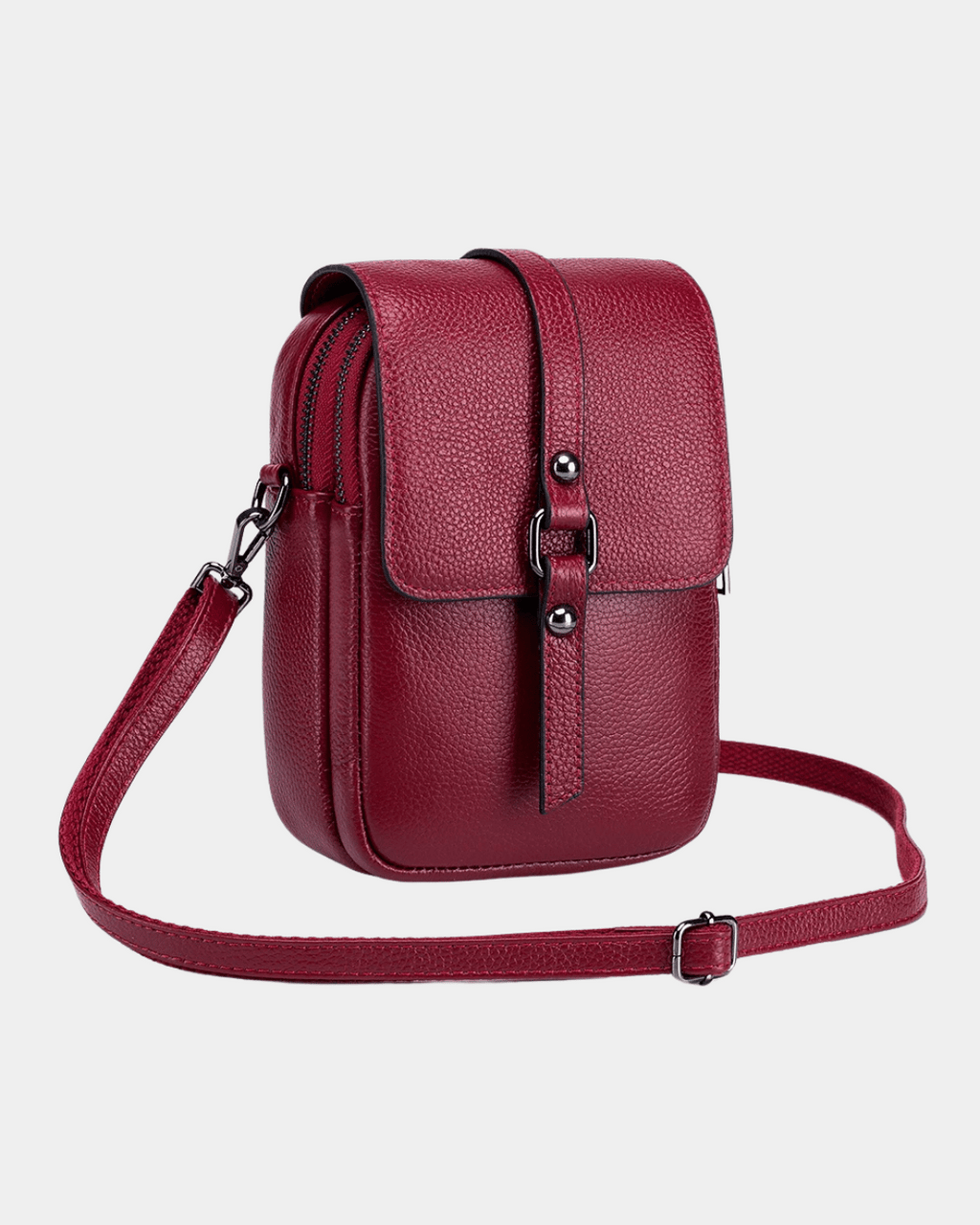 Bolsa Bia compacta transversal em couro