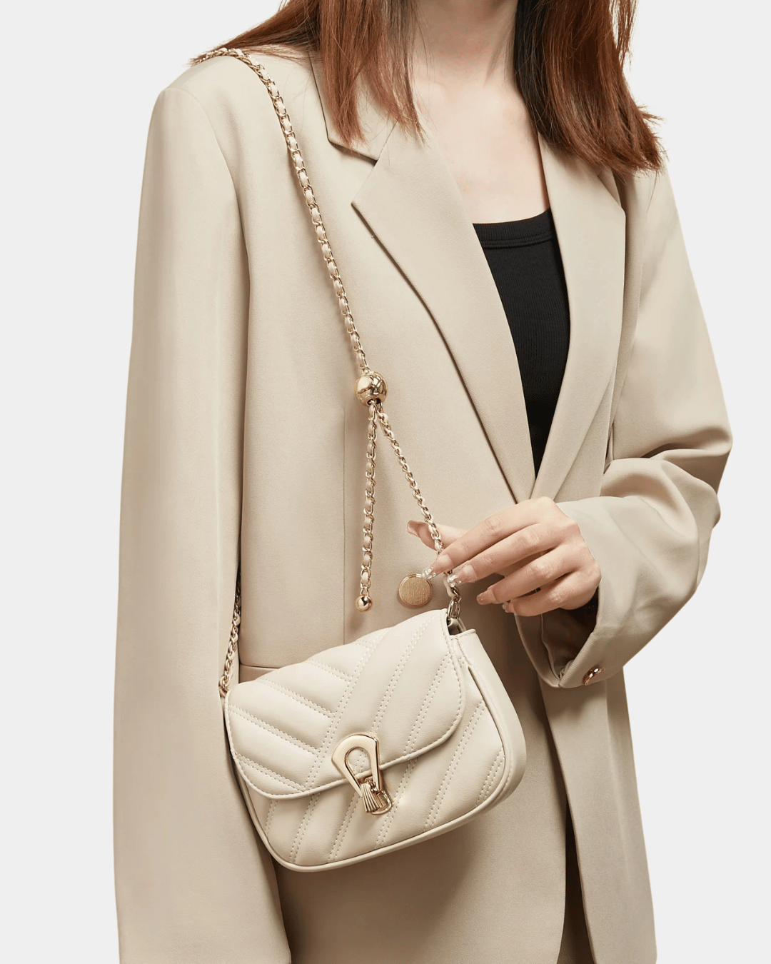 Bolsa de Couro Elegance Belle – Alça Corrente Dourada