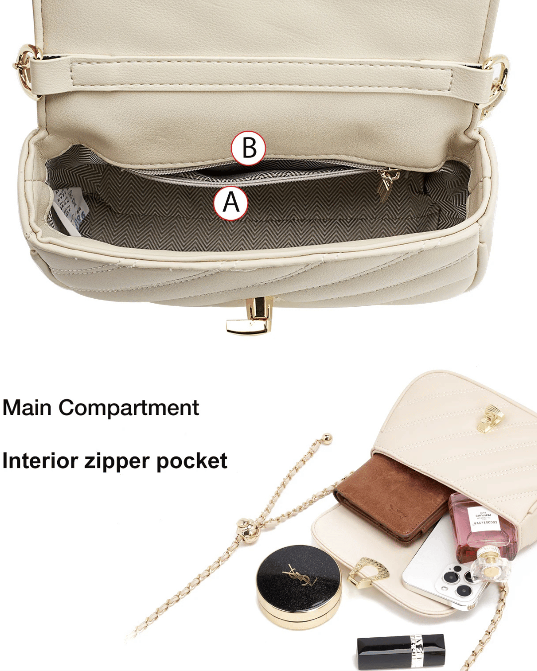 Bolsa de Couro Elegance Belle – Alça Corrente Dourada