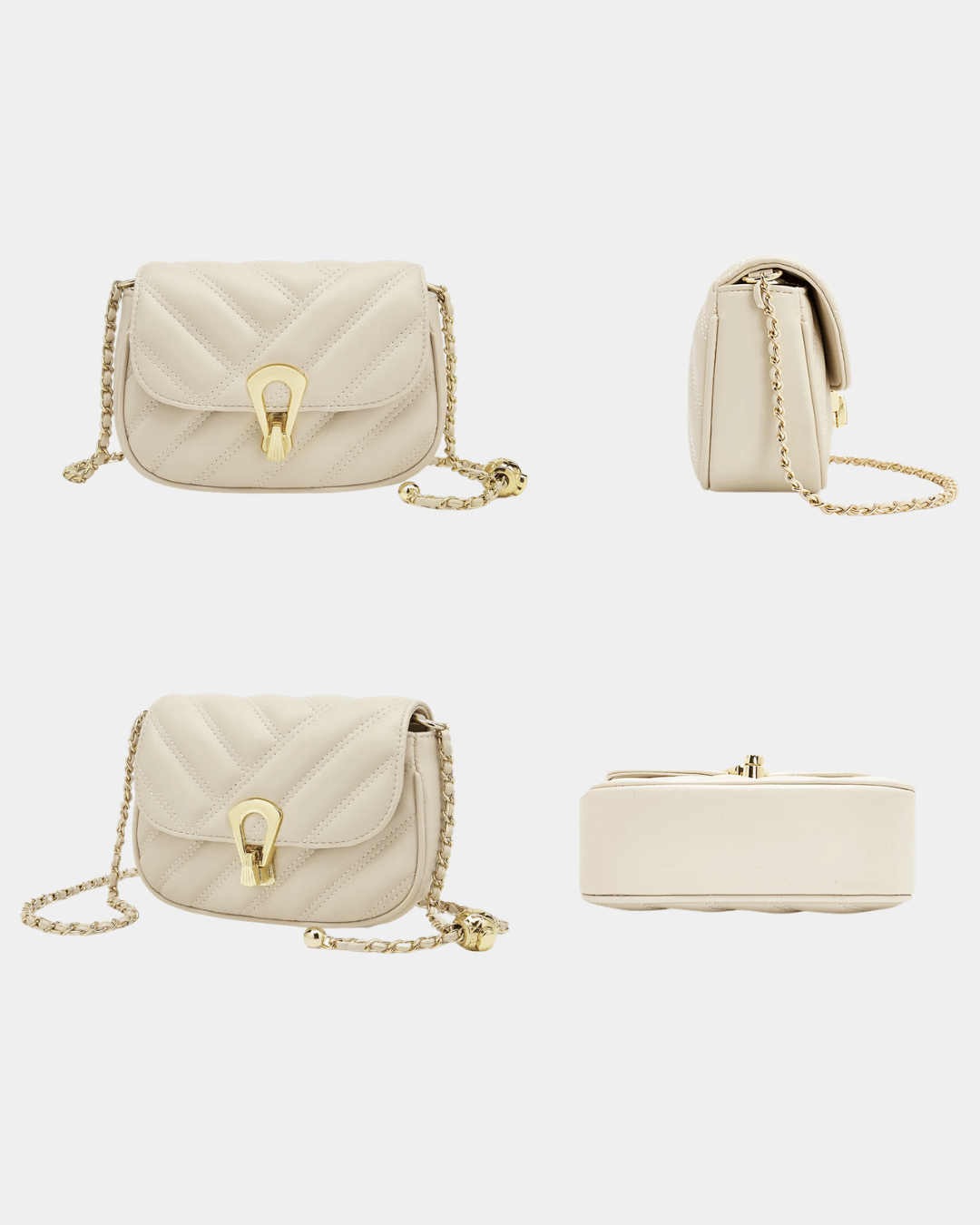 Bolsa de Couro Elegance Belle – Alça Corrente Dourada