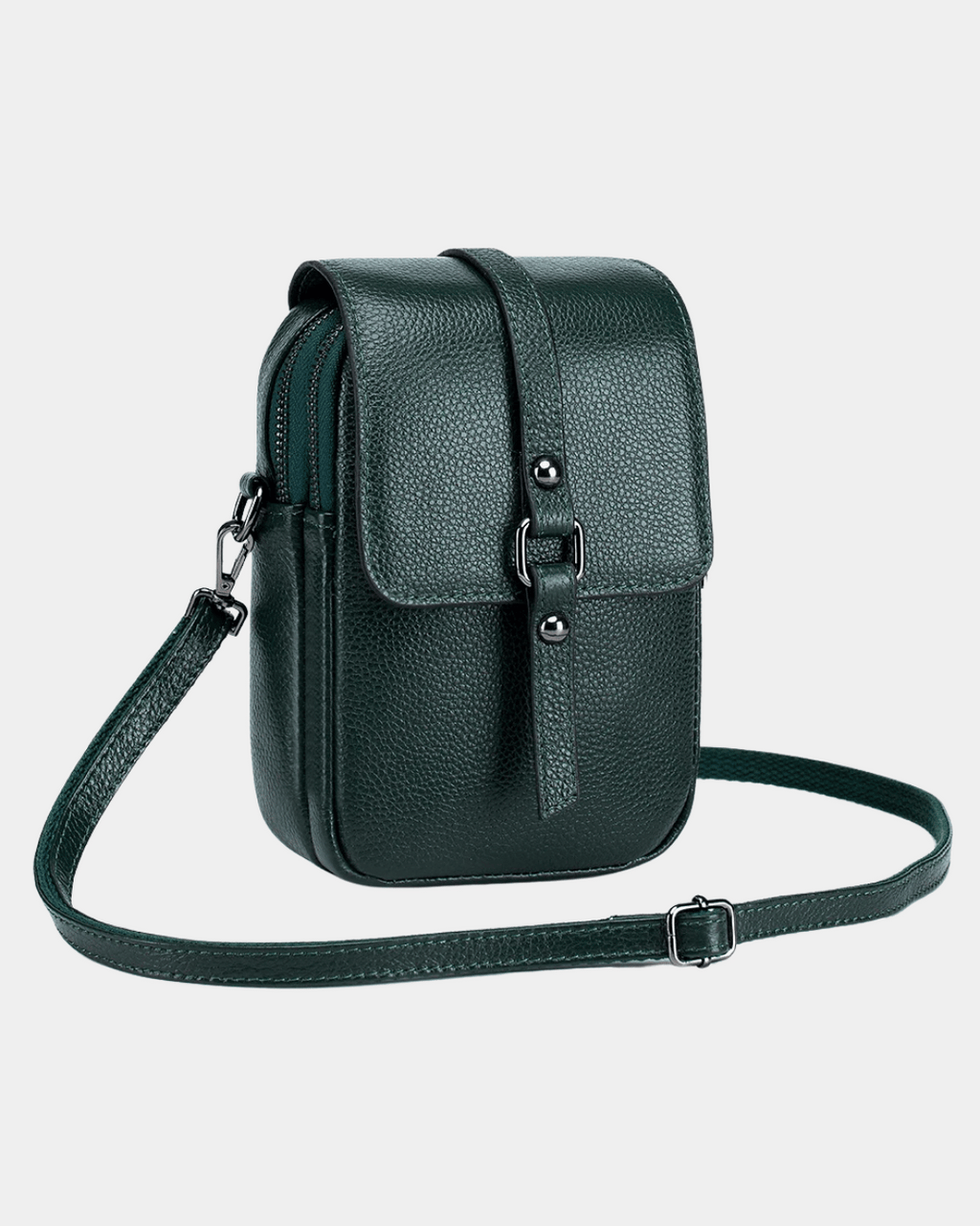 Bolsa Bia compacta transversal em couro