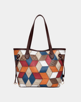Bolsa Mara em couro com estampa geométrica e mini carteira grátis