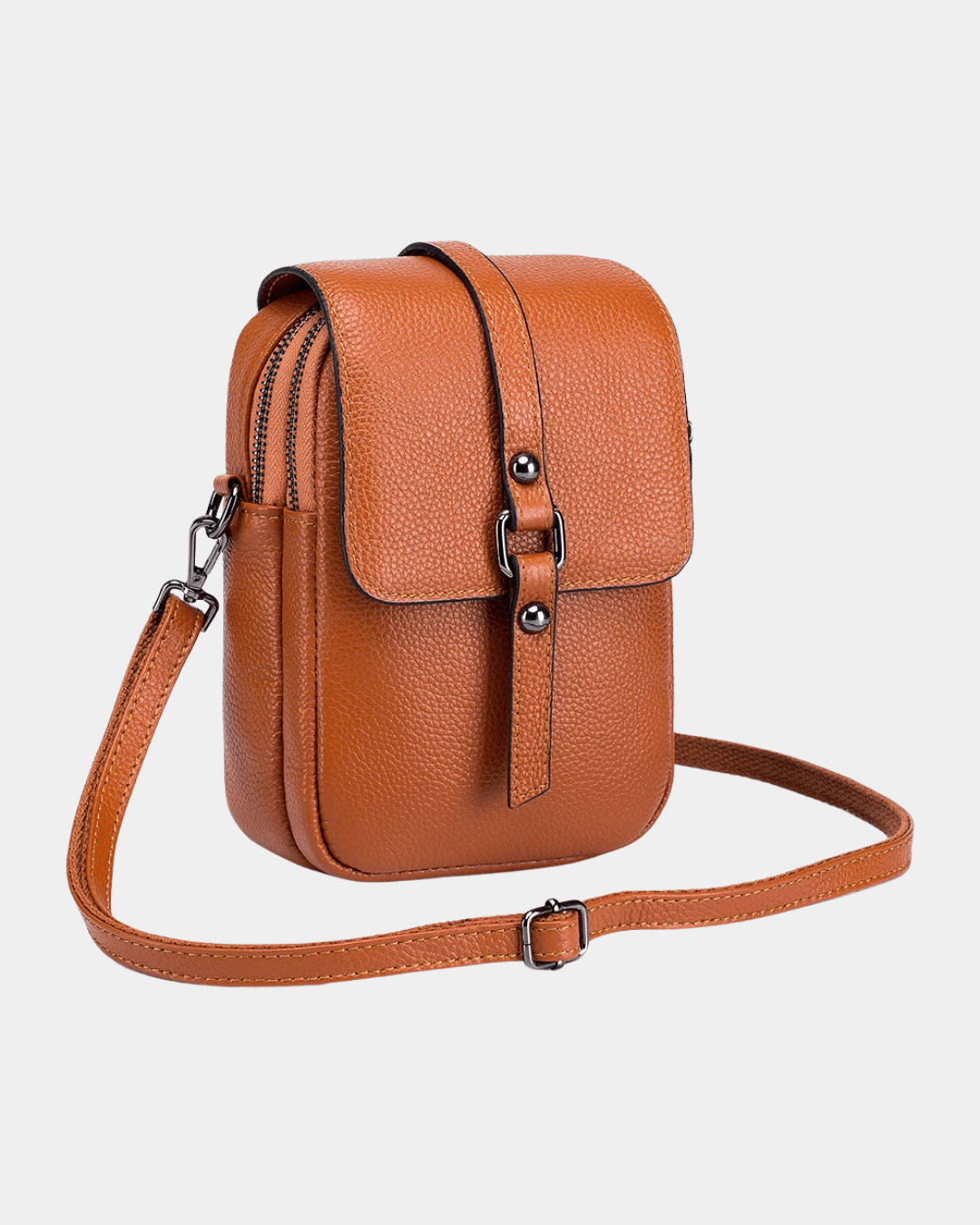Bolsa Bia compacta transversal em couro