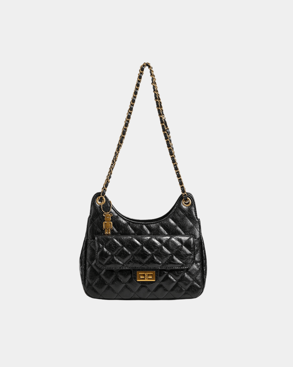Bolsa Feminina Imperial Noir – Corrente Dourada Premium
