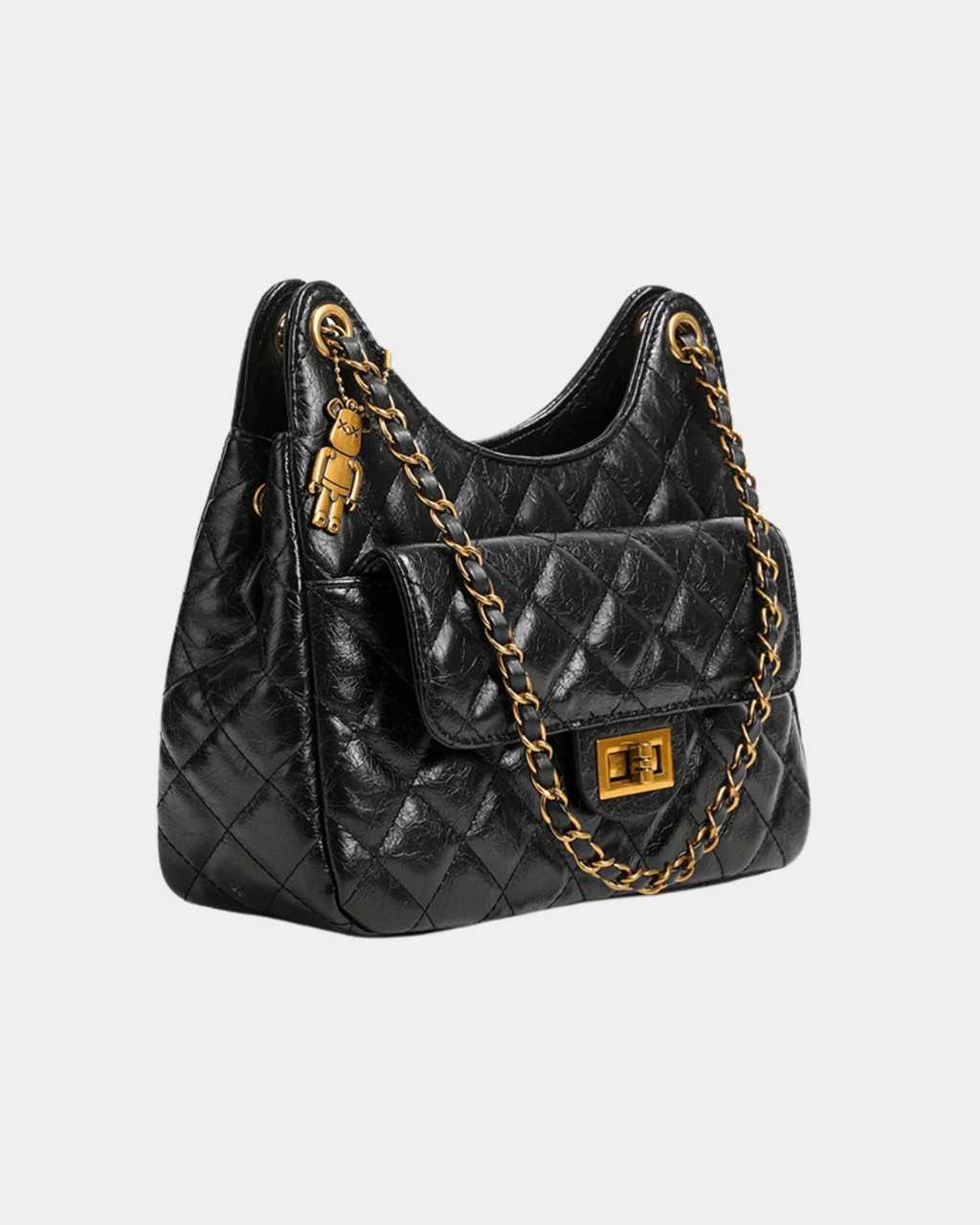 Bolsa Feminina Imperial Noir – Corrente Dourada Premium