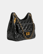 Bolsa Feminina Imperial Noir – Corrente Dourada Premium