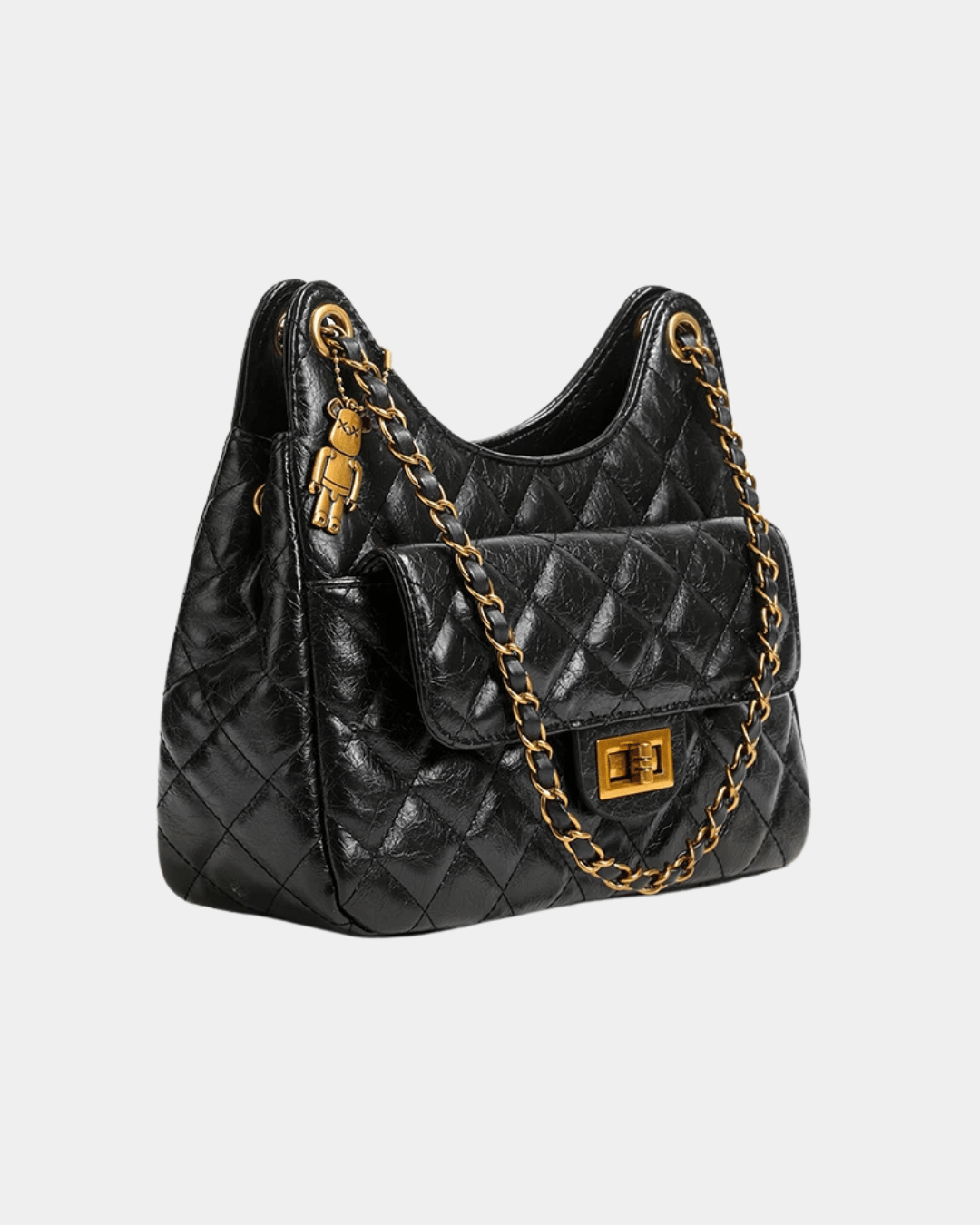 Bolsa Feminina Imperial Noir – Corrente Dourada Premium