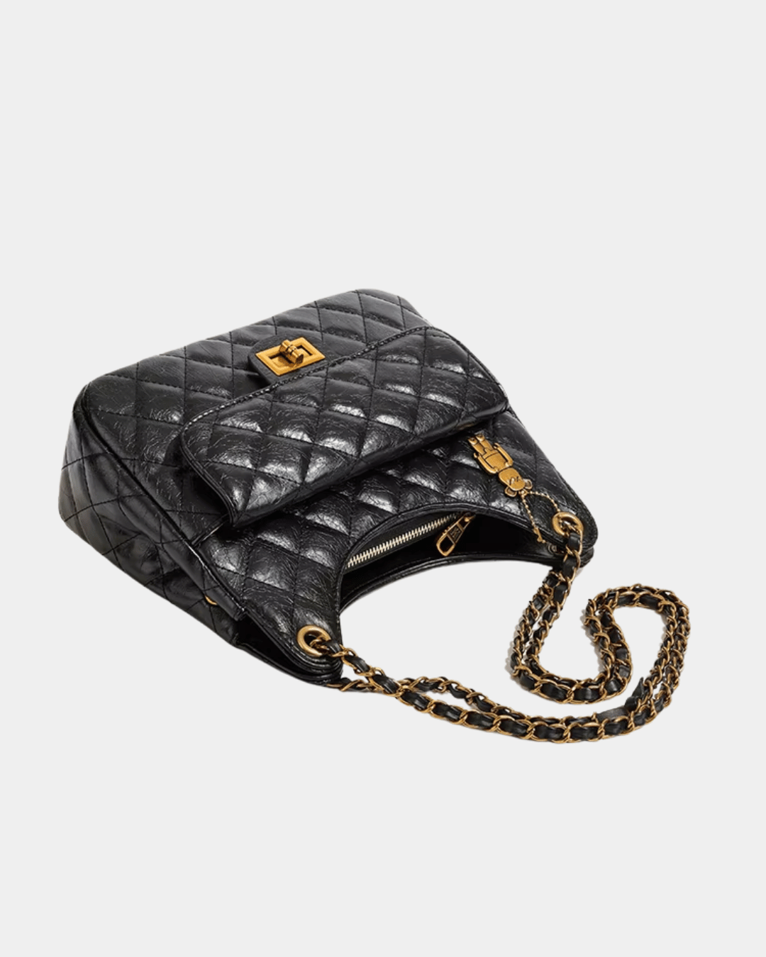 Bolsa Feminina Imperial Noir – Corrente Dourada Premium