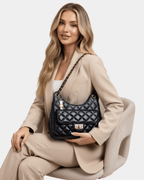 Bolsa Feminina Imperial Noir – Corrente Dourada Premium