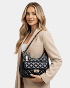 Bolsa Feminina Imperial Noir – Corrente Dourada Premium
