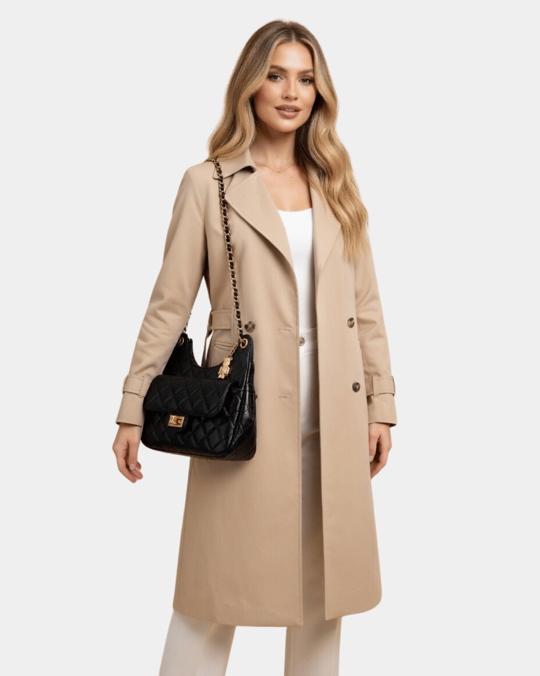 Bolsa Feminina Imperial Noir – Corrente Dourada Premium