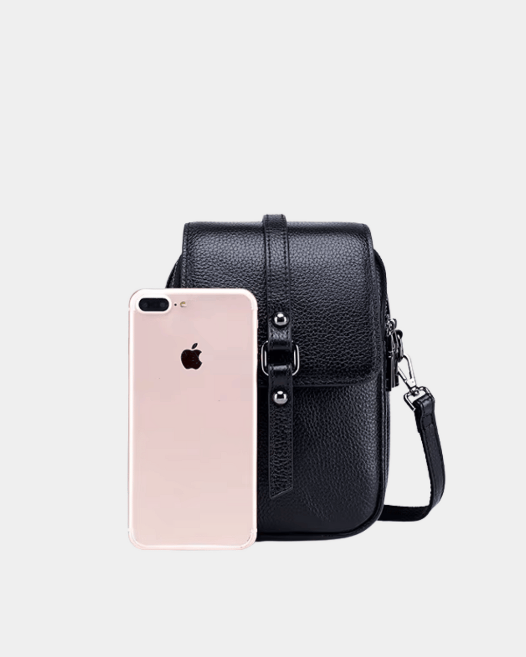 Bolsa Bia compacta transversal em couro