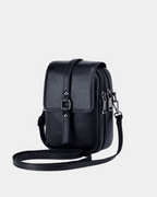 Bolsa Bia compacta transversal em couro
