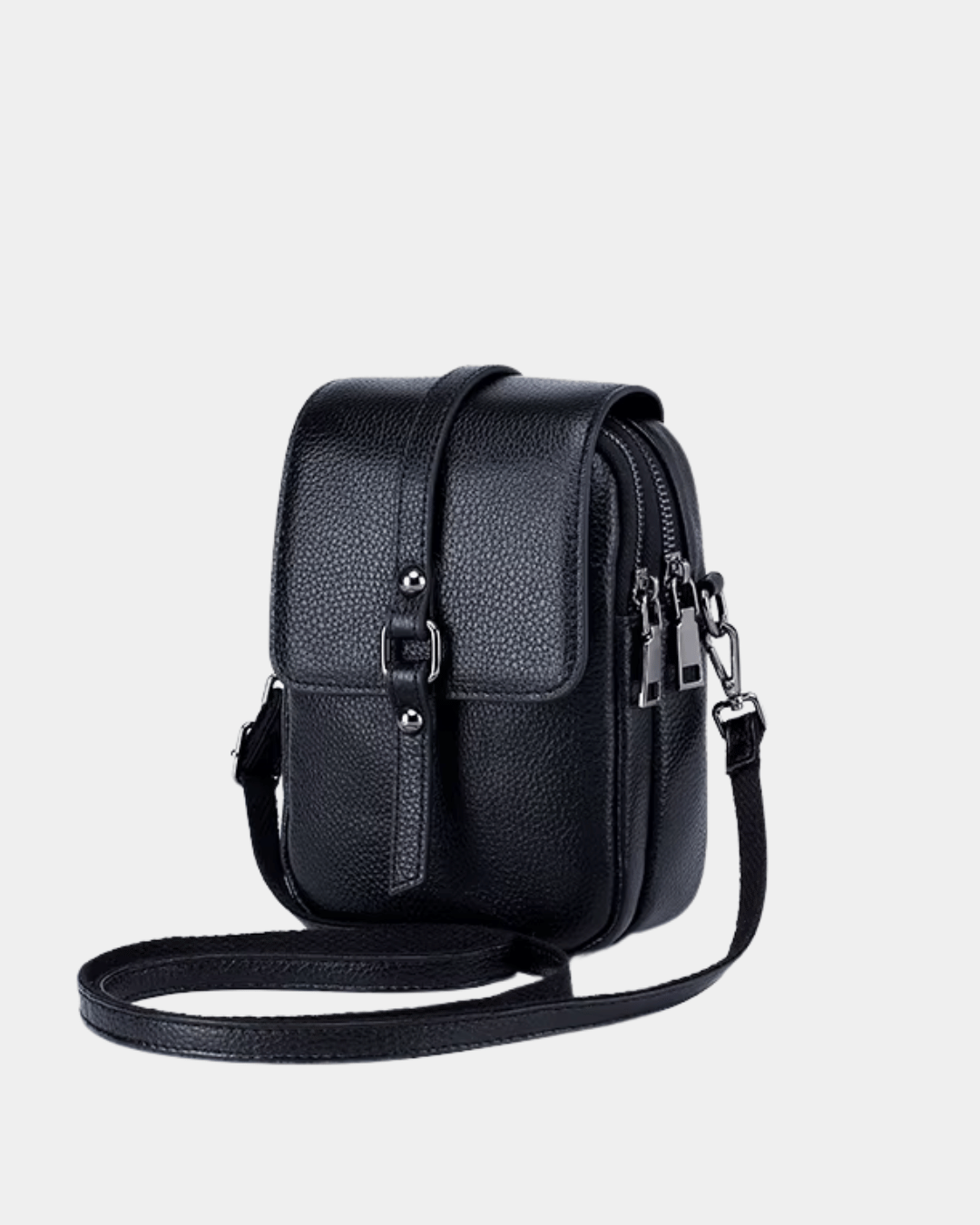 Bolsa Bia compacta transversal em couro