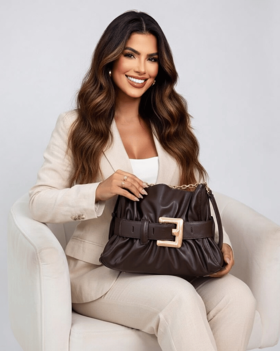 Bolsa Shoulder Élysia Luxe Coffee