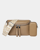 Bolsa crossbody em couro + mini carteira grátis