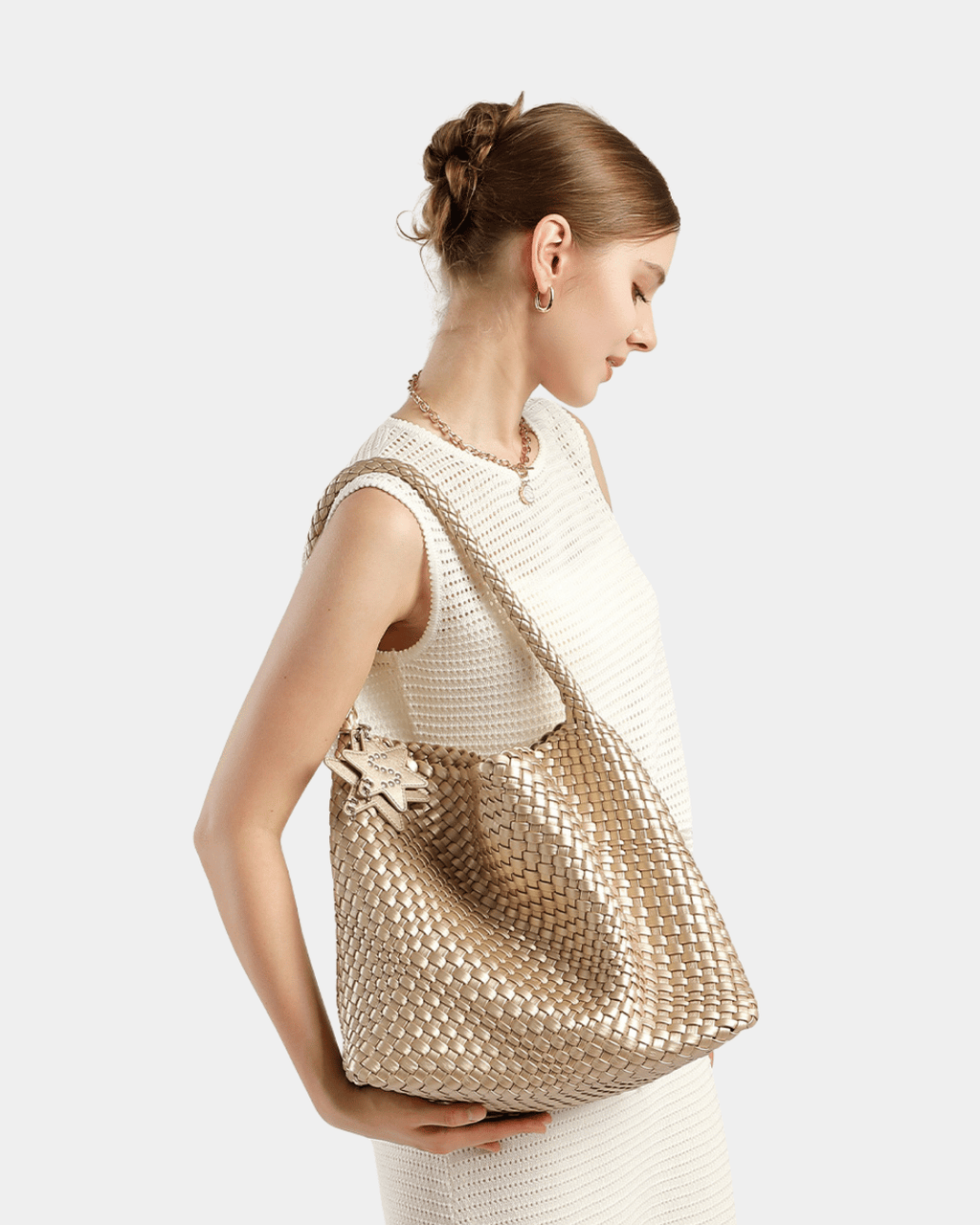 Bolsa Hobo Firenze Intrecciato Couro textura