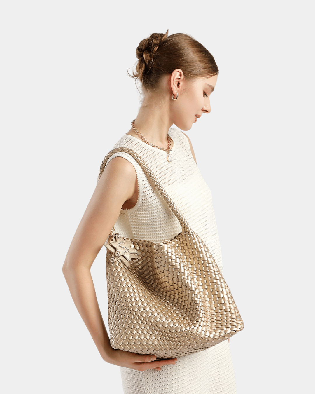 Bolsa Hobo Firenze Intrecciato Couro textura