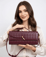 Bolsa Baguete Trançada Luxe Bordeaux