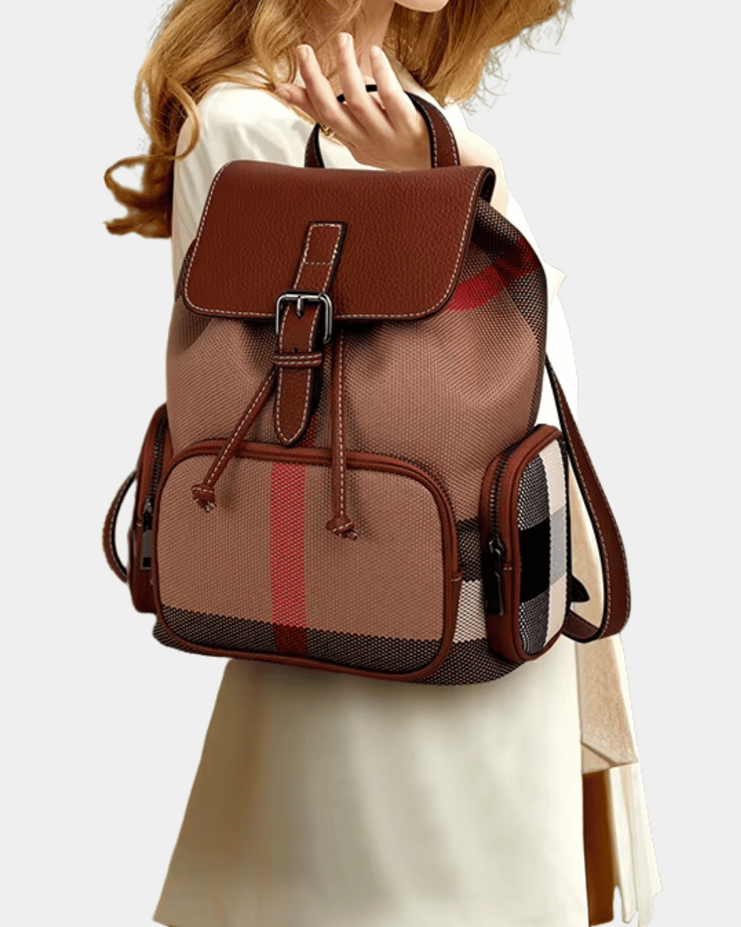 Mochila retrô de couro genuín