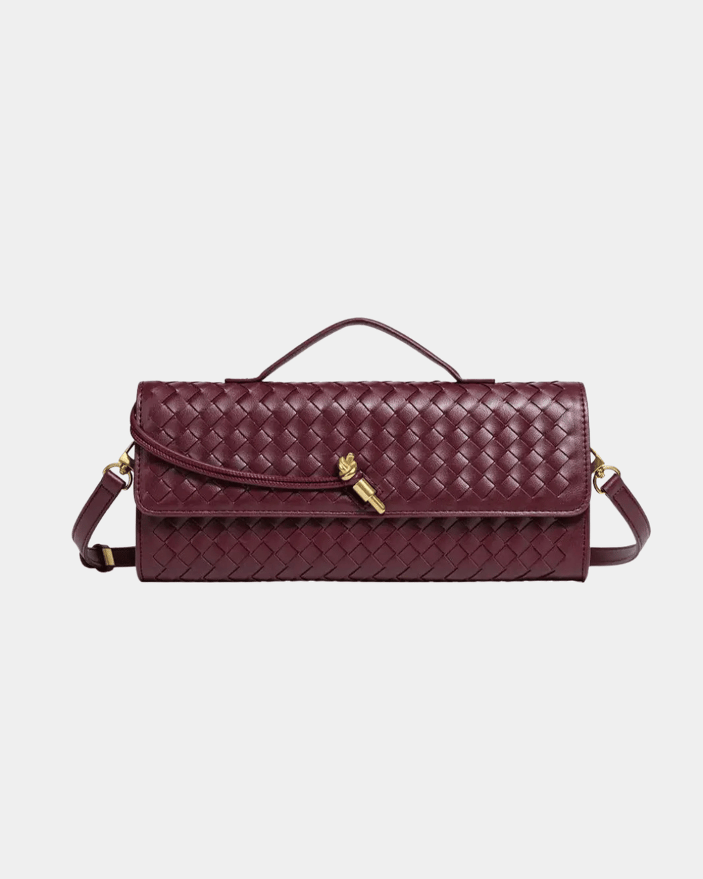 Bolsa Baguete Trançada Luxe Bordeaux