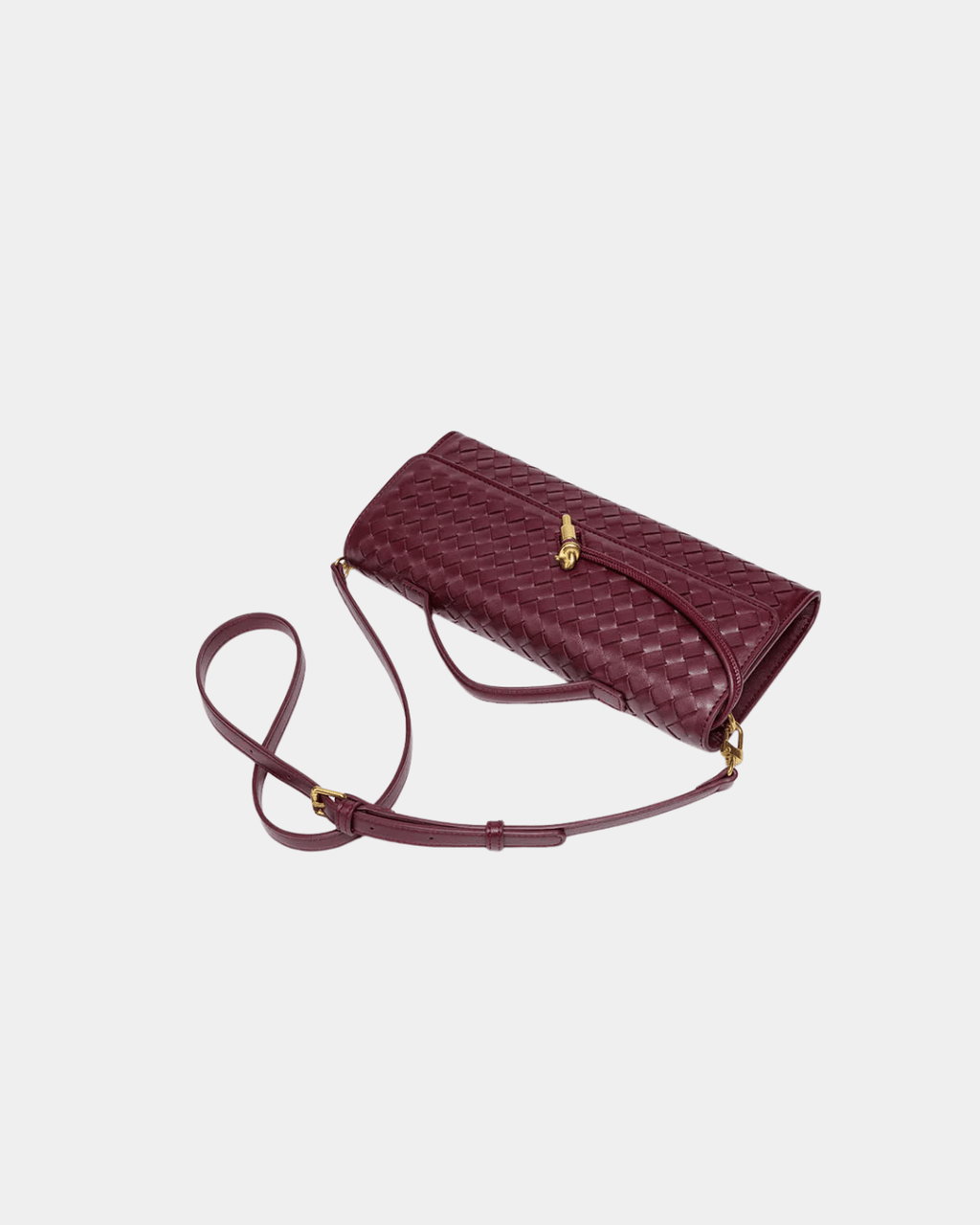 Bolsa Baguete Trançada Luxe Bordeaux