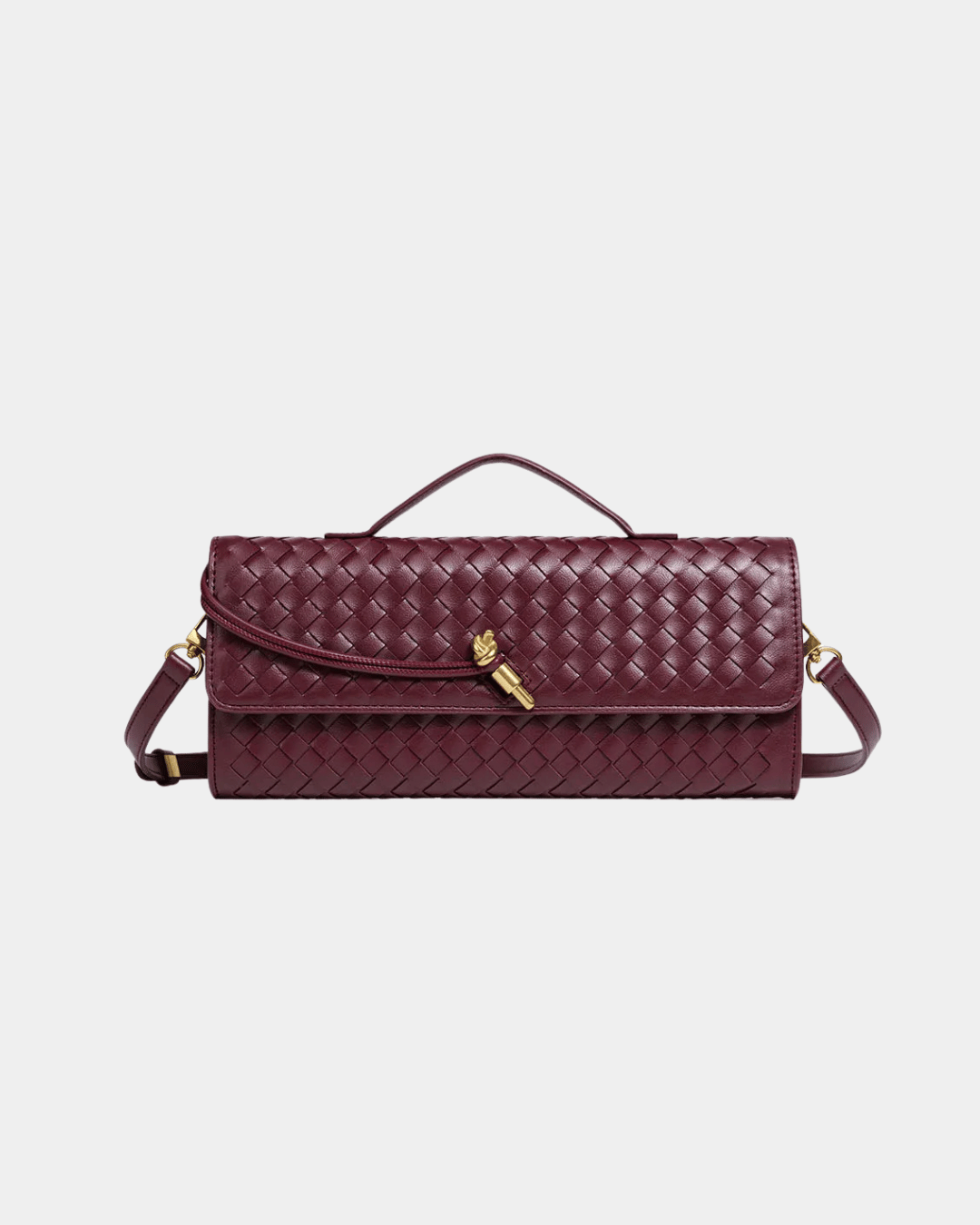 Bolsa Baguete Trançada Luxe Bordeaux