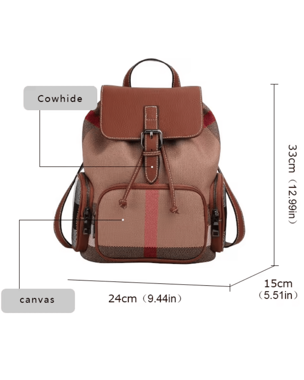 Mochila retrô de couro genuín