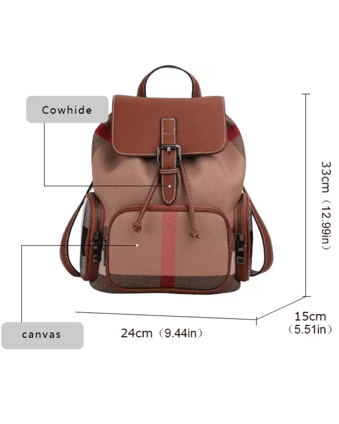 Mochila retrô de couro genuín