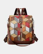 Mochila de couro com estampa geométric