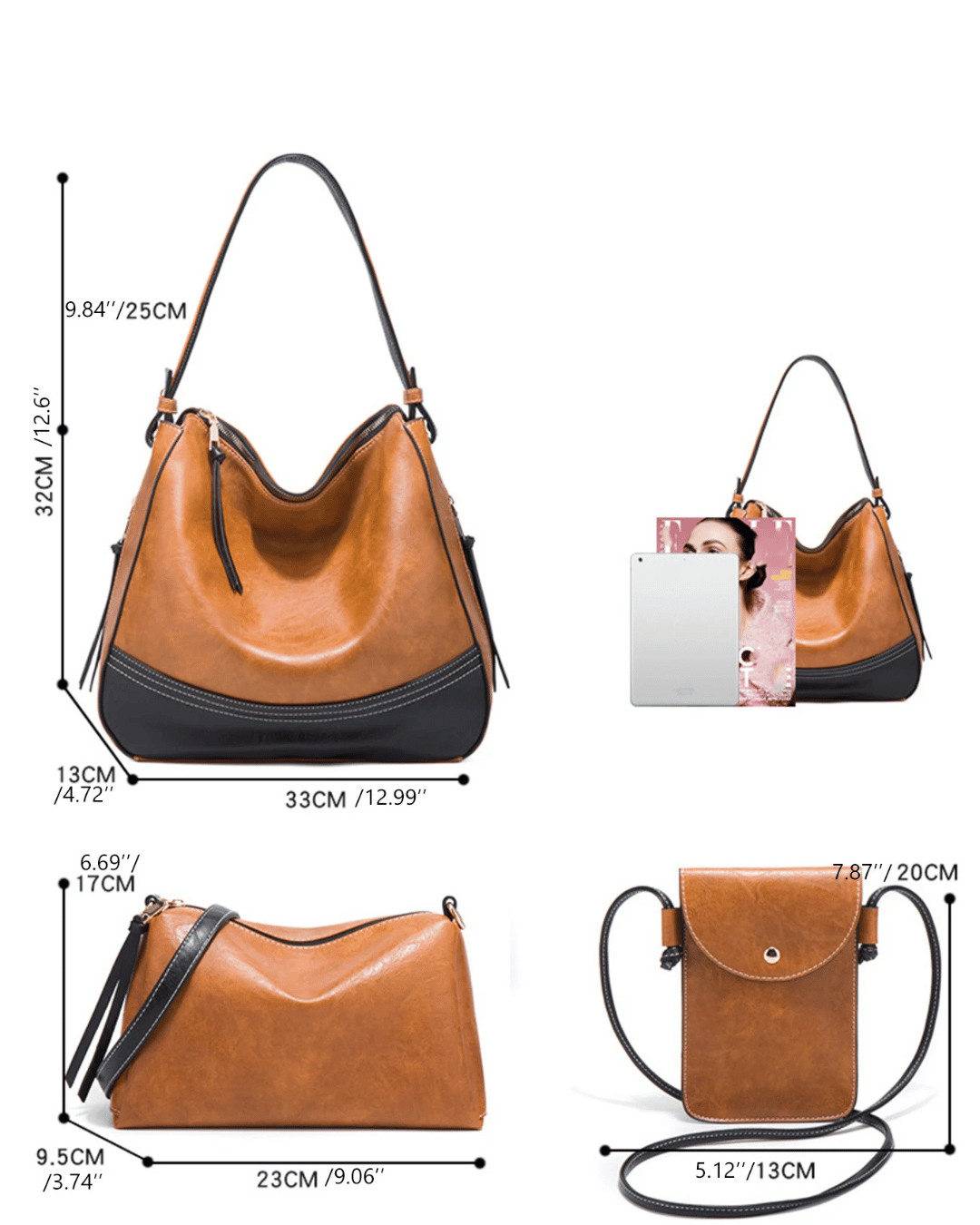 Kit de bolsa de couro premium de luxo