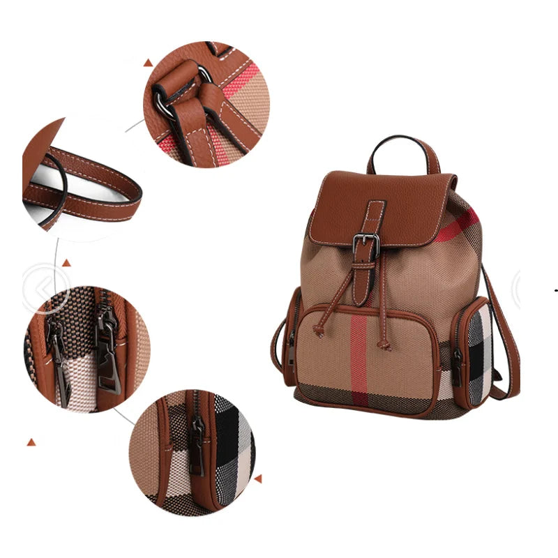Mochila retrô de couro genuín