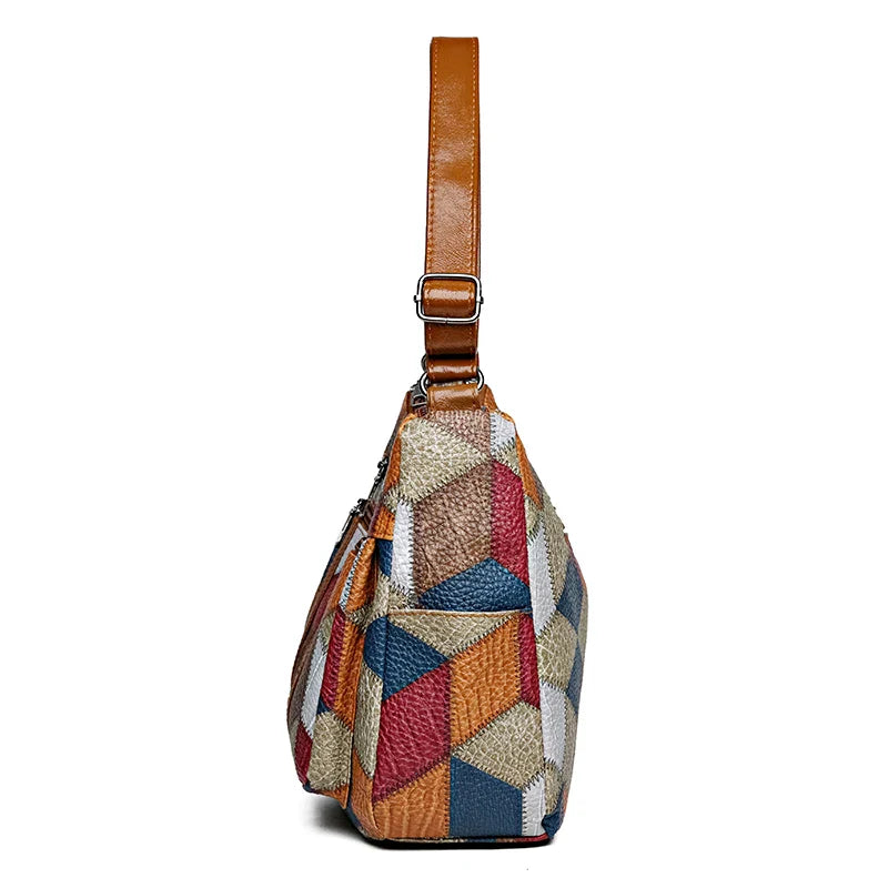 Bolsa Mariana em couro com estampa geométric