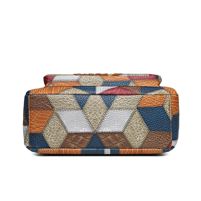 Bolsa Mariana em couro com estampa geométric