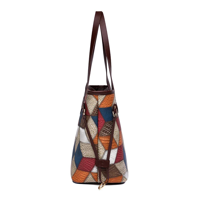 Bolsa Mara em couro com estampa geométrica e mini carteira grátis