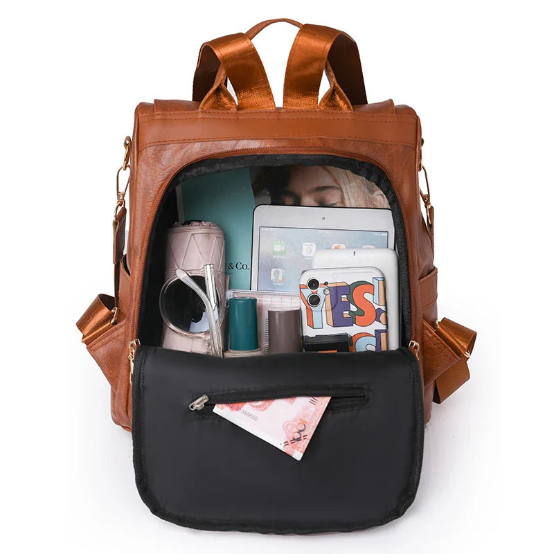 Mochila feminina de couro Fox