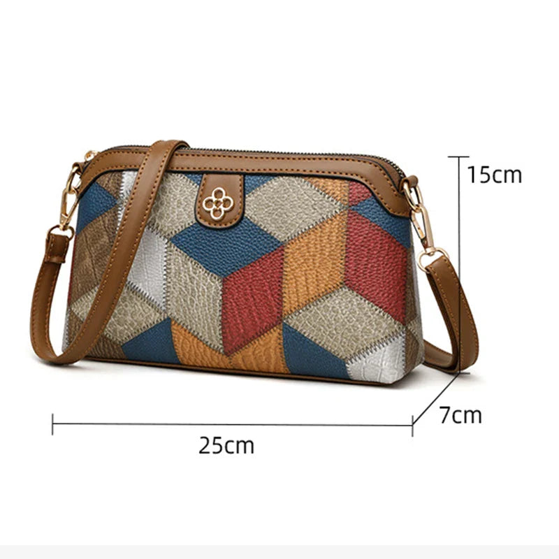 Bolsa Luana em couro com estampa geométric