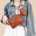 Bolsa crossbody em couro + mini carteira grátis