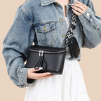 Bolsa crossbody em couro + mini carteira grátis