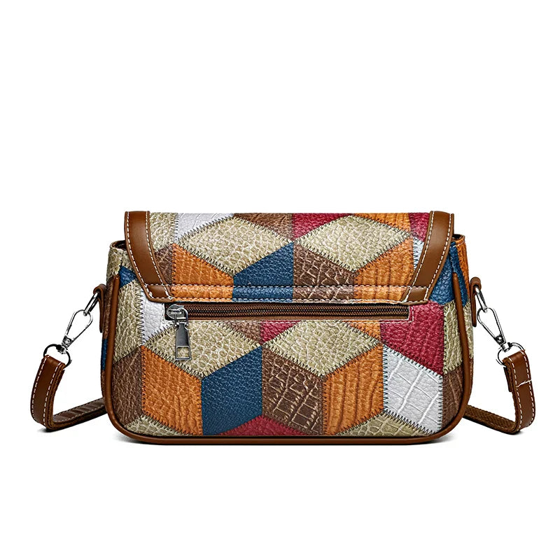 Bolsa Maria em couro com estampa geométric
