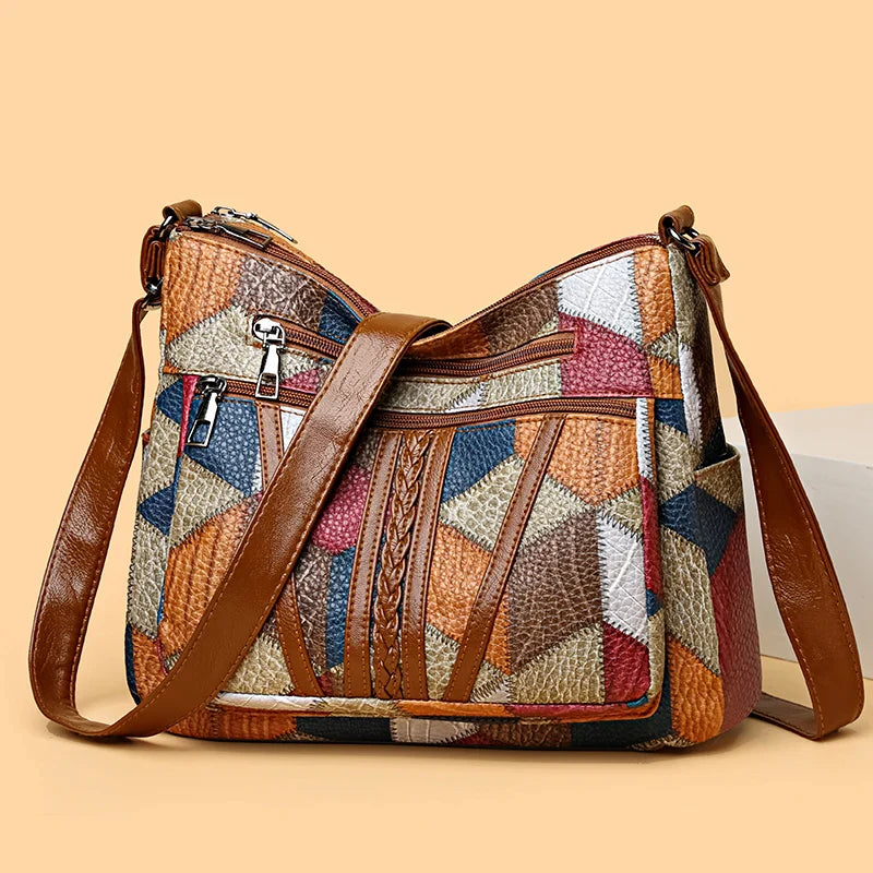 Bolsa Mariana em couro com estampa geométric