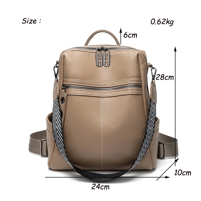 Mochila de costa e couro com alça dupla
