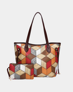 Bolsa Mara em couro com estampa geométrica e mini carteira grátis